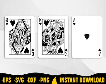 Ace, King, Queen Playing Cards SVG, Vector Clipart (Digital Download)