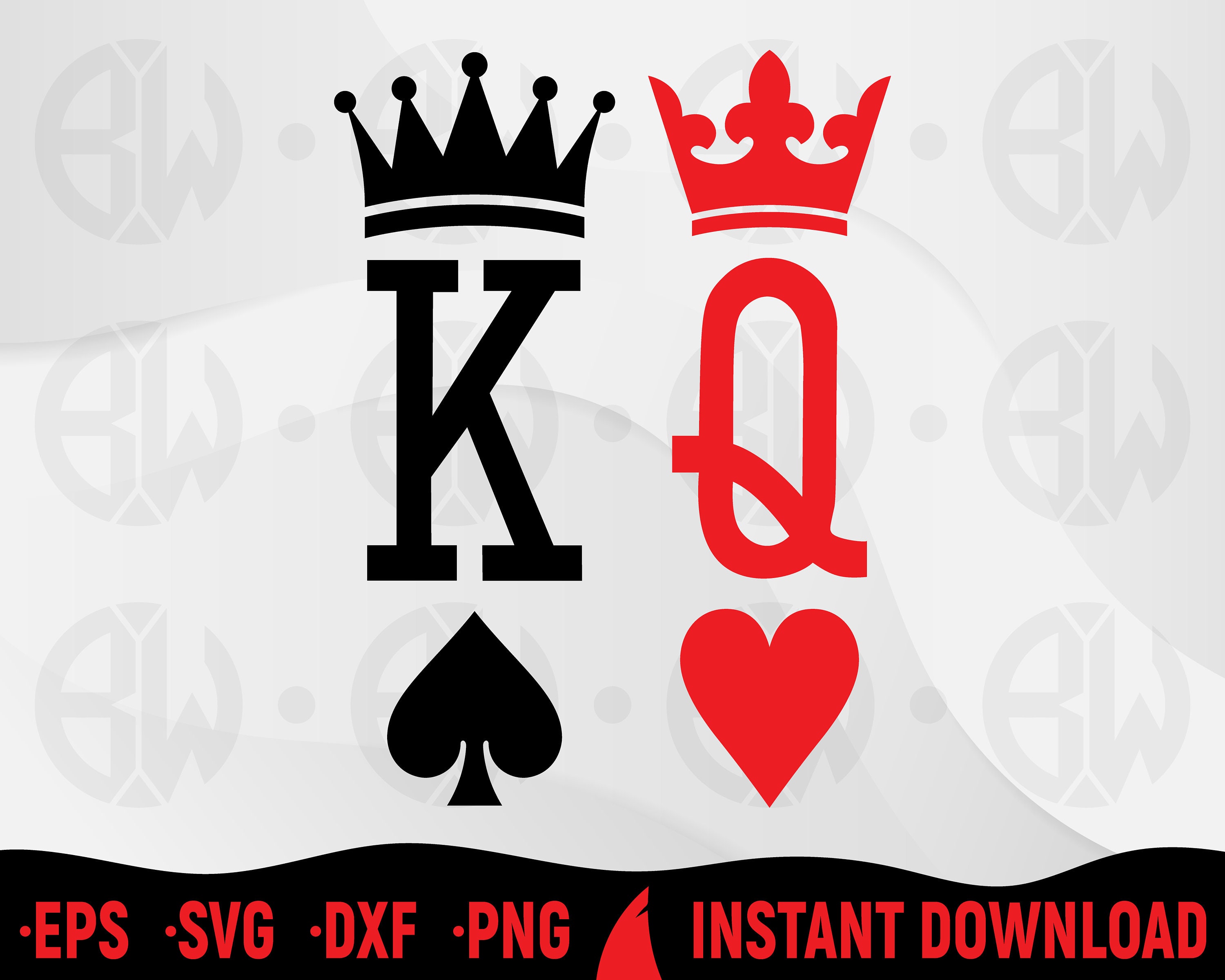 King and Queen SVG, King of Spades, Queen of Hearts Eps, Svg, Dxf, Png,  Royal Svg, Playing Cards Svg, Cutting Files, Design File, King Svg - Etsy  Norway