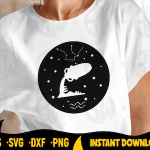 Signe du zodiaque du Verseau svg, constellation, signe astrologique, horoscope, fichiers de coupe pour machines de découpe, silhouette, frère