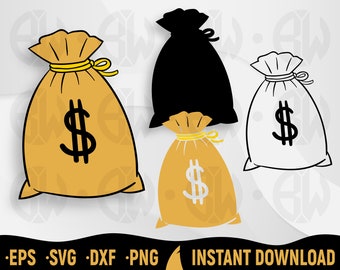 Money Bag with Dollar Sign Svg, Cricut, Silhouette Cutting File