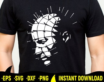 Hellraiser Svg Cut File for Cricut, Hellraiser Svg, Pinhead Svg, Pinhead Silhouette, Pinhead Eps, Png, Svg, Dxf, Hellraiser Horror Movie Svg