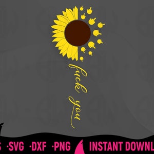 Funny Sunflower SVG Cut File for Cricut, Silhouette (Digital Download)