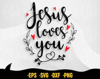 Arquivo SVG com estampa floral "Jesus te ama", design para camiseta com citação cristã (arquivo de corte digital)