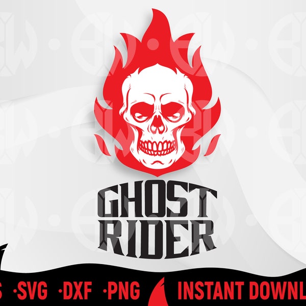 Ghost Rider Svg, Skull in Flames, Outlow Biker, Fire, Flames, Ghost Logo, Movie svg, Ghost Rider Cut Files for Cricut, Silhouette, Skull Svg