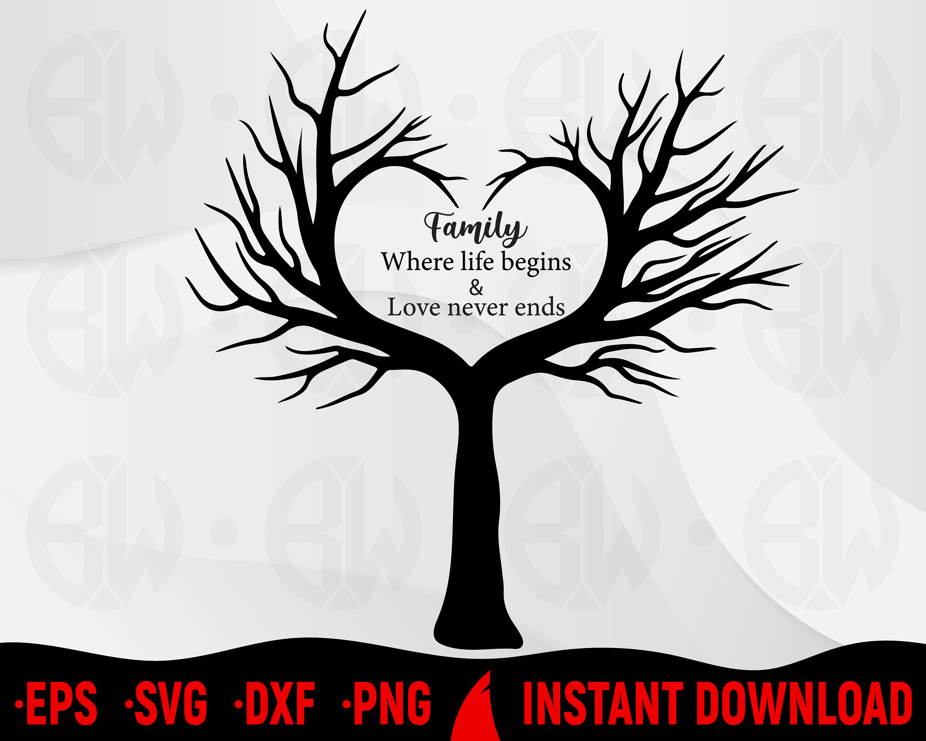 Heart Tree Svg, Family Where Life Begins and Love Never Ends, Family