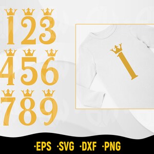 Royal Numbers Svg, 1 tot 9 Svg, Crown Numbers Svg, 1-9 Nummers met Crown Svg Cut File voor Cricut, Silhouet, Vector Numbers, Shirt Clipart