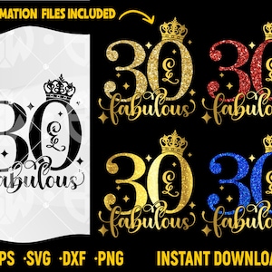 30 en fantastische SVG, 30e verjaardag SVG, 30 Glitter verjaardag, 30e verjaardag cadeau SVG, 30e gouden SVG cut-bestanden Cricut, 30 gouden sublimatie
