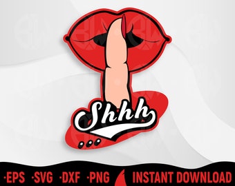 Archivo de corte SVG con el símbolo de silencio "Shhh Lips" (Descarga digital)
