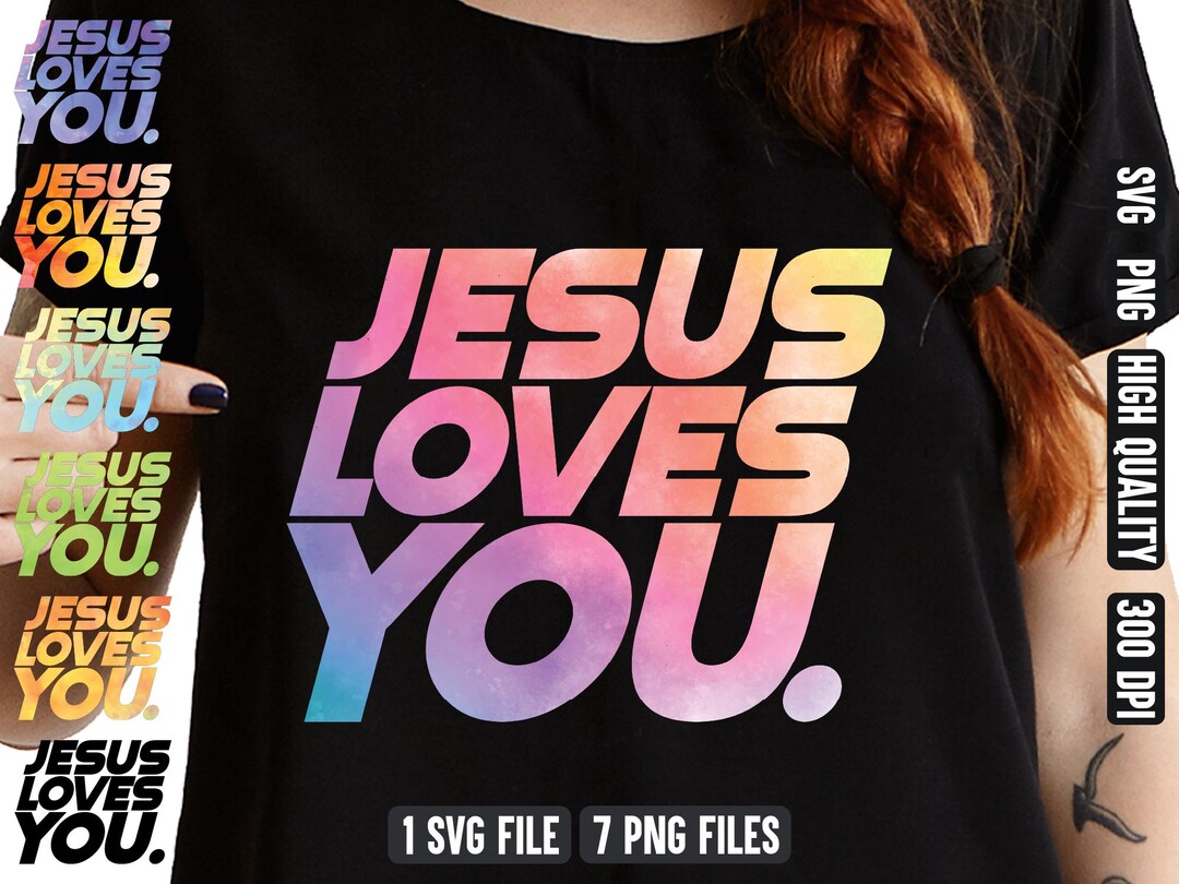 Jesus Loves You SVG PNG Bundle, Christian Retro Typography Design ...