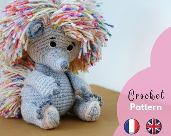Amigurumi pattern Rainbow the hedgehog | French PDF tutorial | Hedgehog - English & French crochet pattern