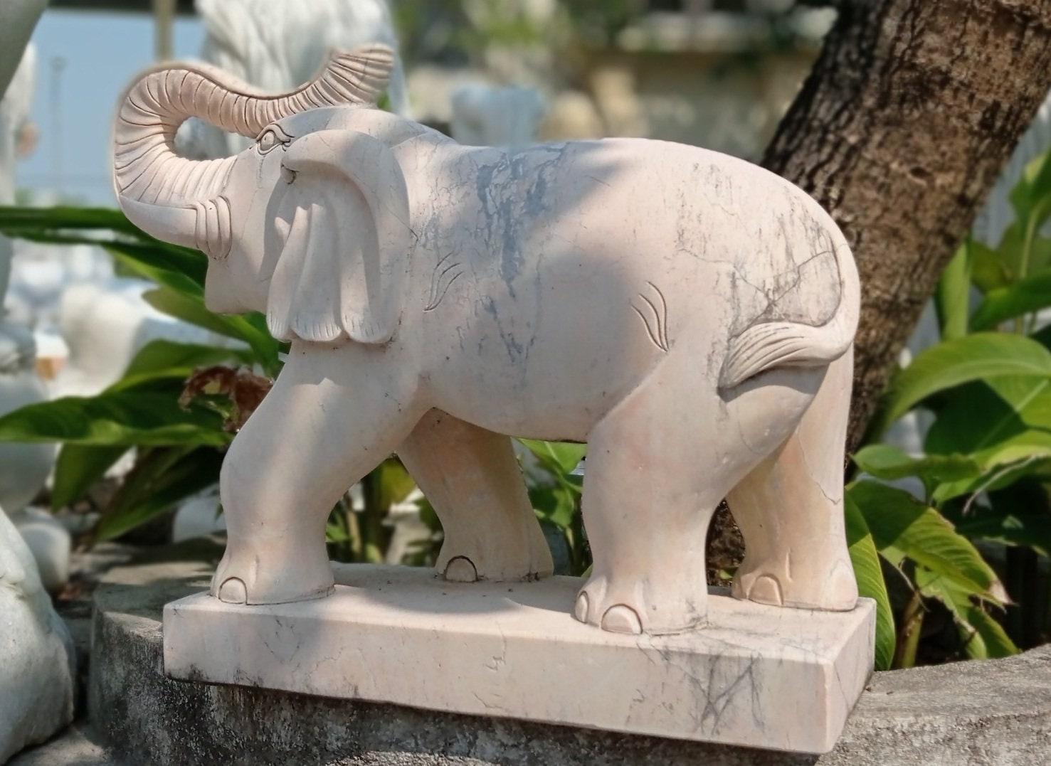 Stone Elephant Statue Marble elephant for garden decorStone Etsy