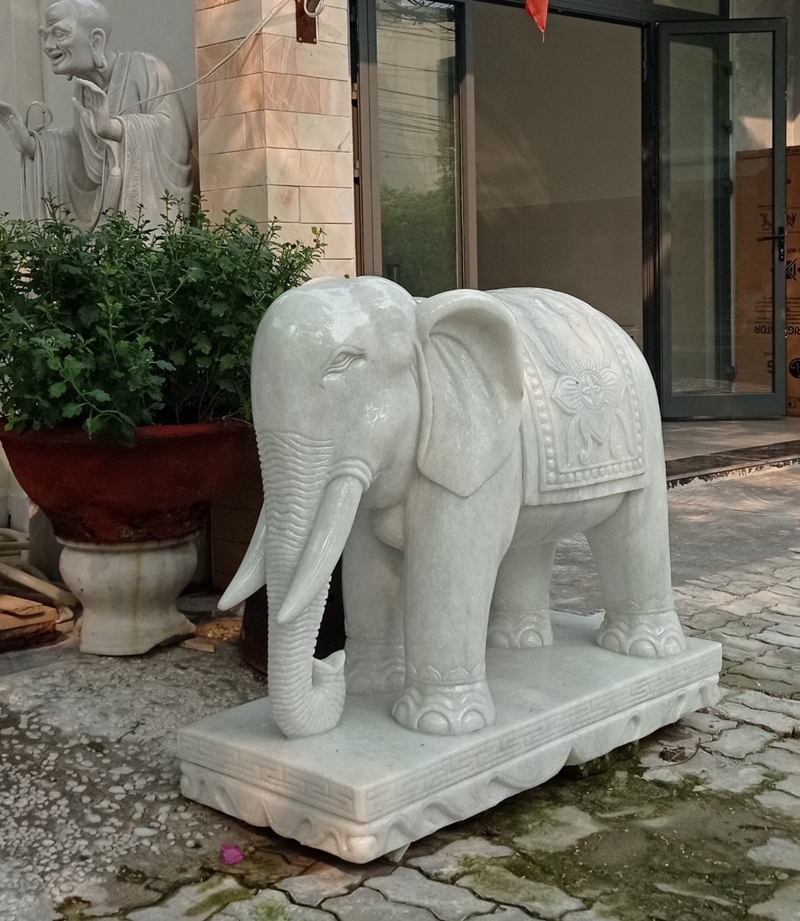Stone Elephant Statue Marble elephant for garden decorStone Etsy