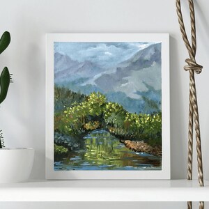 Lake And Forest Oil mini Painting, Landscape Original Artwork, Scenery small wall art