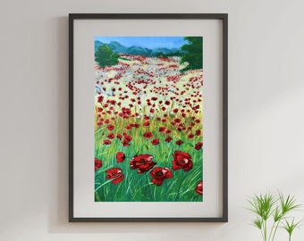 Poppies flower painting Original acrylic painting on canvas Floral Wall art Flowers Artwork