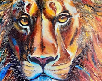 3D Lion painting, Lion lovers gift, Living room home decor, Lion