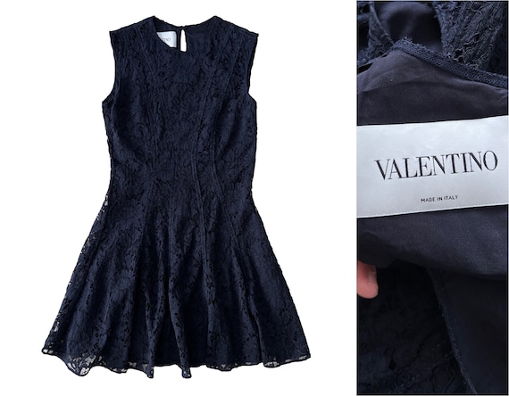 Womens Valentino Lace Dress Navy Blue Size 42 Mad… - image 1