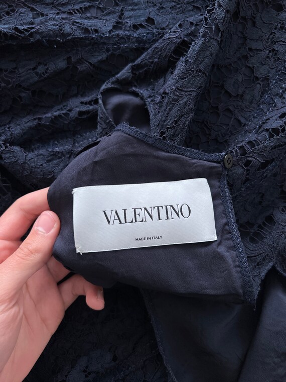 Womens Valentino Lace Dress Navy Blue Size 42 Mad… - image 7