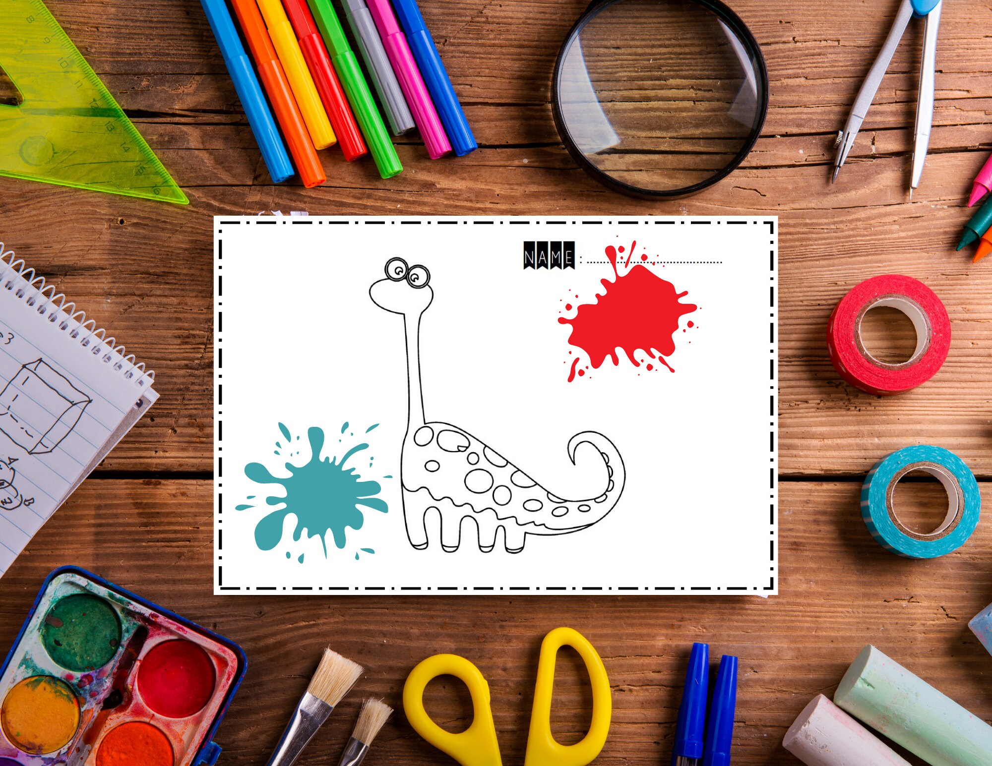 Cute Dinosaur Coloring Pages - Etsy