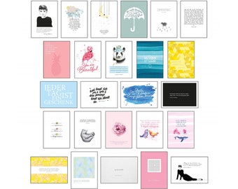 Postcard Sayings – Postcard Set 1 with 25 high-quality different loving motifs and beautiful sayings and quotes