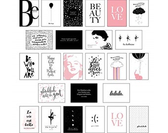 Postkarten Set „Style & Chic" - 25 Postkarten zum Dekorieren oder Verschenken. Feminine Bilder, Sprüche und Statements für Frauen.