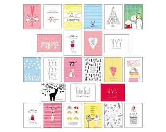 Postkarten-Set Weihnachten #2 | von Hand designte Postkarten-Set | lustige Sprüche und weihnachtliche Motive | Weihnachtspost
