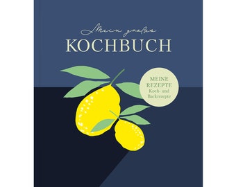 Rezeptbuch zum Selberschreiben blau | Großes Kochbuch zum Selberschreiben | Rezeptsammlung für 60 Rezepte & 20 Menüs