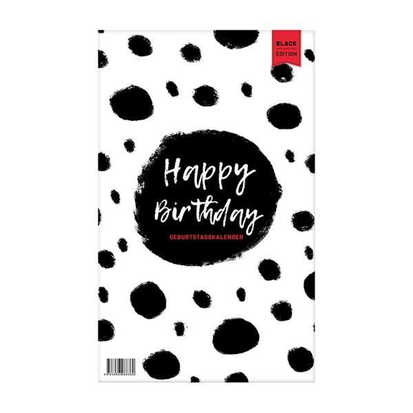 Geburtstagskalender immerwährend | Jahresunabhängiger Kalender für Geburtstage in schwarz/weiß | zum Aufhängen für die Familie und fürs Büro