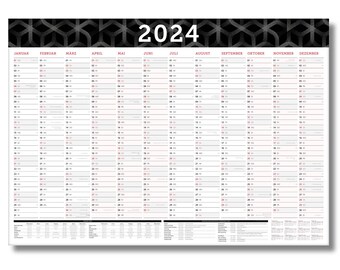 Wall calendar 2024 (black) | DIN A1 format wall planner, annual calendar year overview XXL for 12 months | Holidays and 2024 preview