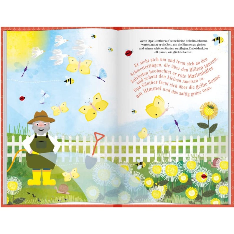 Blumen im Kopf Opa Günther pflanzt gute Gedanken Hardcover Bestseller Kinderbuch über die Macht der Gedanken für Kinder und Erwachsene Bild 3