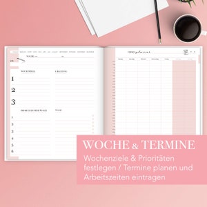 Woman at Work Business Planner for 54 weeks Pink hardcover appointment planner undated with weekly overview & times in German image 4