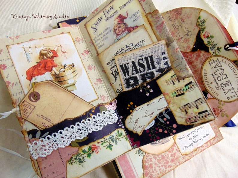 Vintage Laundry Day Handcrafted Altered Book Personal Journal image 3