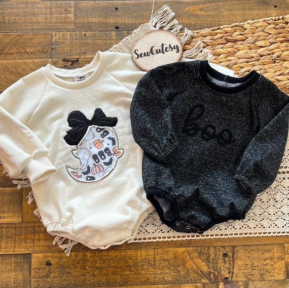 Halloween / Fall Raglan Sweater Rompers | Ghost & Spooky season Rompers | Toddler Sweater Rompers| Halloween outfit | Fall Outfit