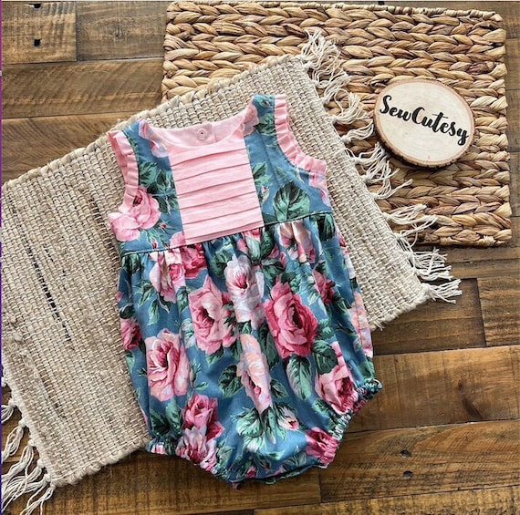 Floral Bubble Romper | Baby Girl Outfit | Heirloom outfit | 9 month baby romper | Baby Romper
