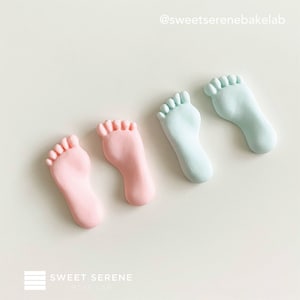 Edible Fondant  Pink or Blue Baby Foot Decoration for Baby Shower Born Cake/ Cupcakes Topper Father&#39;s Day