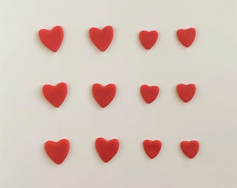 Edible Fondant Heart Decoration for Birthday Cake/ Cupcakes Topper Christmas, Xmas- Set of 12