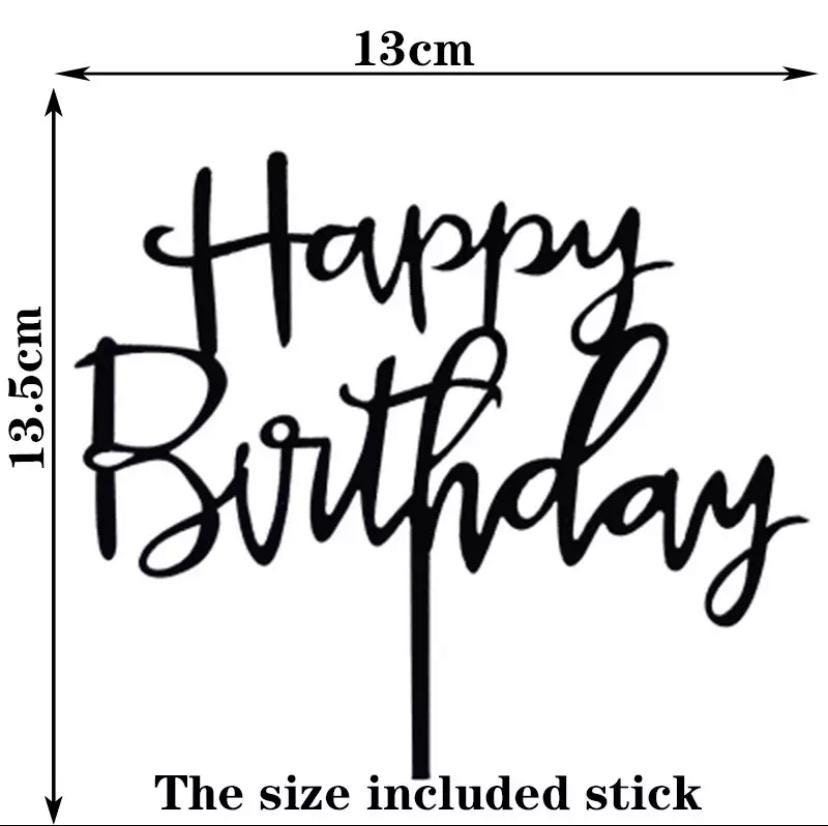 Happy Birthday Cake Topper Acrylic Plastic Black - Etsy