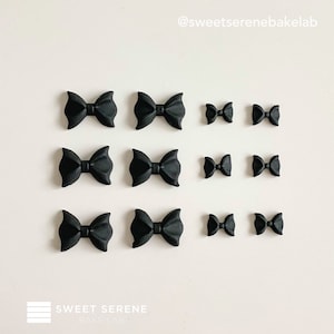 Edible Black Fondant Ribbon/ Bow Tie Decoration for Birthday Cake/ Cupcakes Graduation Topper- Set of 12