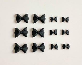 Edible Black Fondant Ribbon/ Bow Tie Decoration for Birthday Cake/ Cupcakes Topper Christmas, Xmas- Set of 12