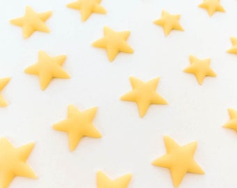 Edible Fondant Stars 2D Decoration for Birthday Cake/ Cupcakes Topper Easter - Set of 12