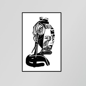 Portrait Woman Ink Drawing Digital Black and White Drawing Women Portrait Digital Download digital file