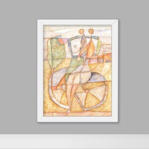 Modern Art, Watercolor Painting, Abstract Watercolor, Bike Tour, Spring, Excursion, Printable Digital File, Instant Download Print