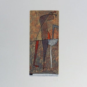 Original color etching on handmade paper, &quot;Embrace&quot;