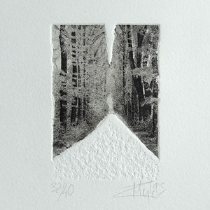 Original etching - embossed print - black and white, hand made, &quot;Nostalgie Allee II&quot;