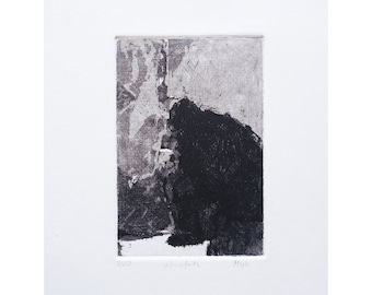 Original black and white etching on handmade paper