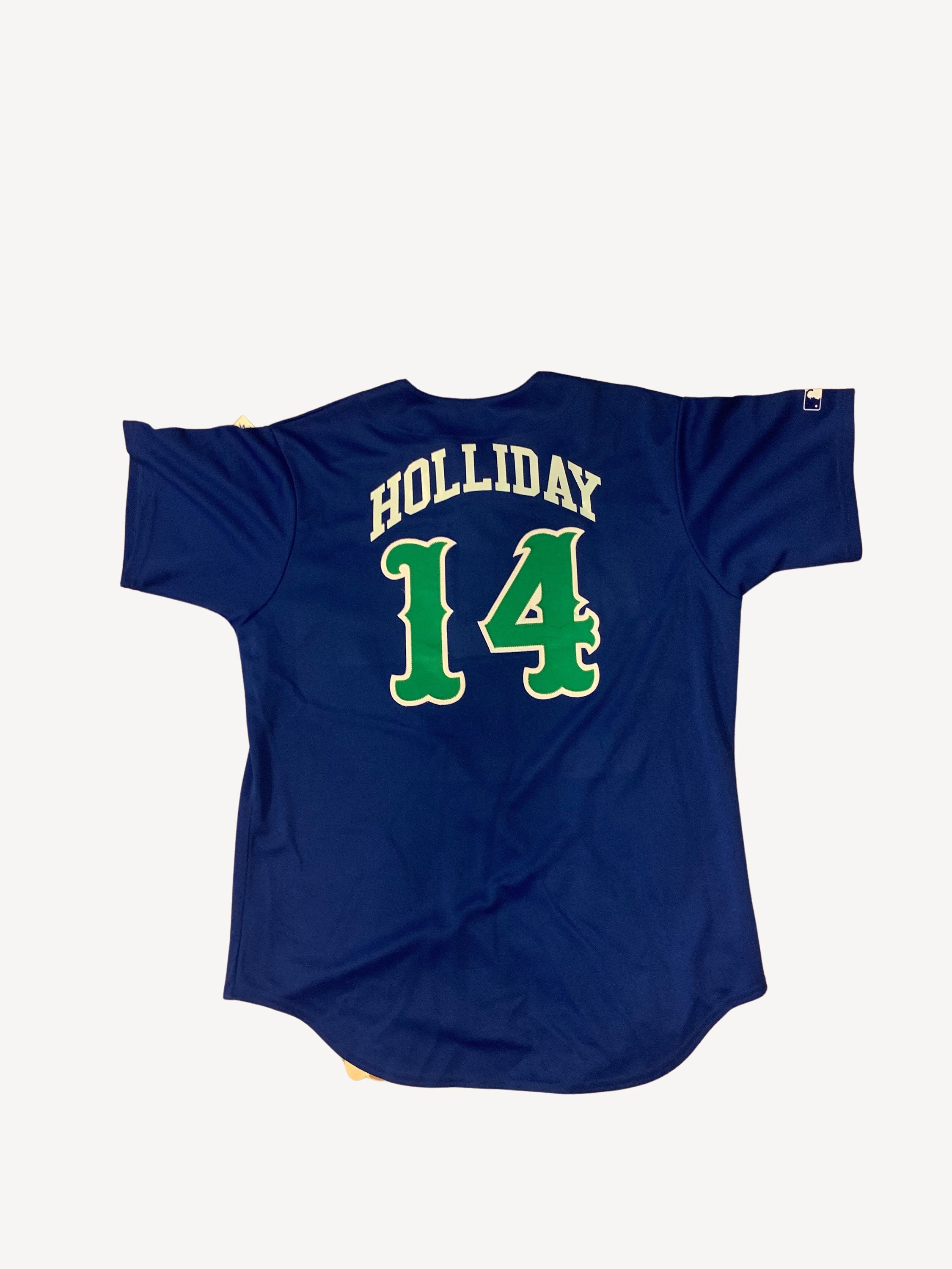 Vintage Baseball Jersey - Cannons Blue and Green Holliday #14 Sports Jersey, Retro Majestic Style, Casual Button Up Jersey