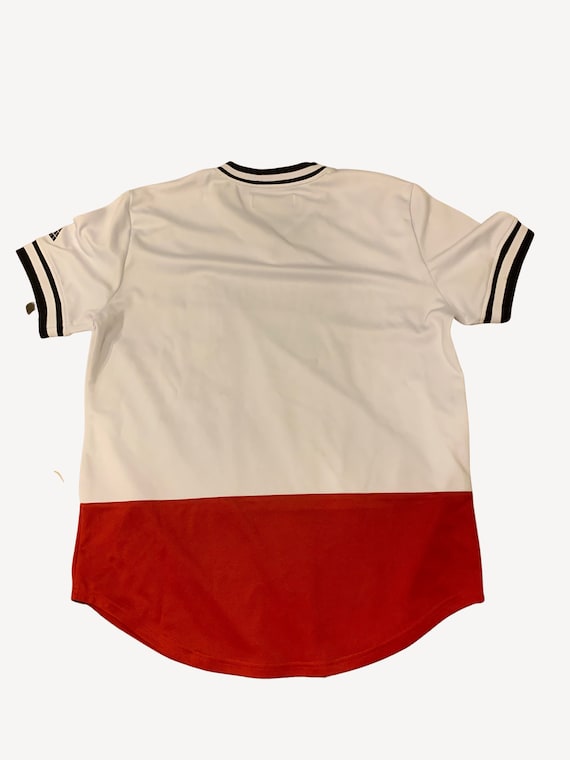 Vintage Pyramid Baseball Jersey Retro White and Red Sports Shirt Spray Paint Design Classic baseball style jersey collectible