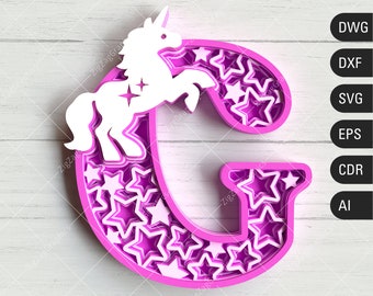 Download 3d Mandala Unicorn Letter K Svg Layered Alphabet Svg Layered Etsy
