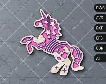 Layered Unicorn Svg Etsy