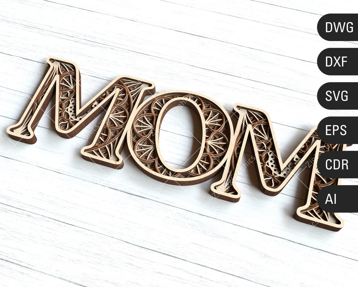 Download Layered Mom SVG Mothers Day svg 3D Mandala Letters svg | Etsy
