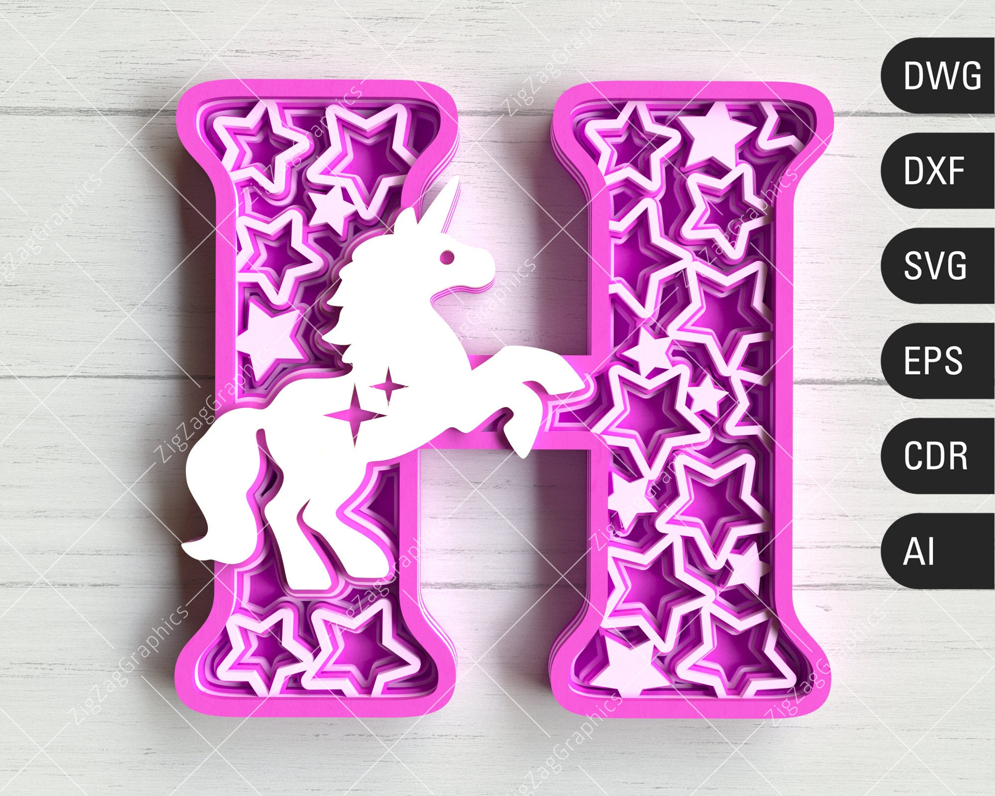 Download Unicornio 3D Carta en capas H SVG Unicornio SVG Mandala | Etsy